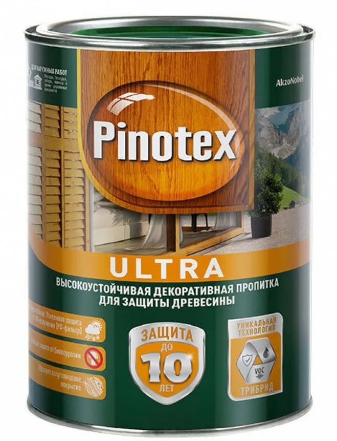 Пропитка декоративная для защиты древесины Pinotex Ultra 5197681 1л (рябина)