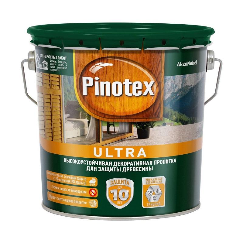 Пропитка декоративная для защиты древесины Pinotex Ultra 5353793 9л (тик)