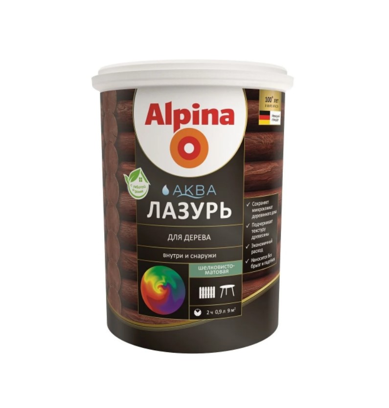 Лазурь для дерева Alpina Аква 948103495 0,9л (орех)
