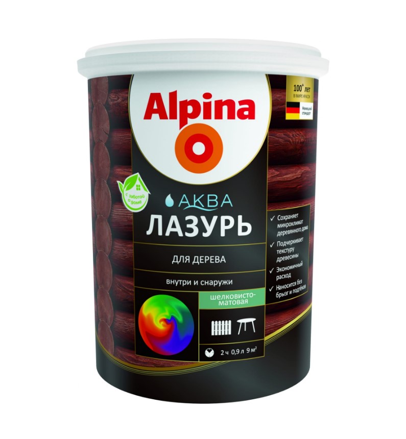 Лазурь для дерева Alpina Аква 948103467 0,9л (сосна)