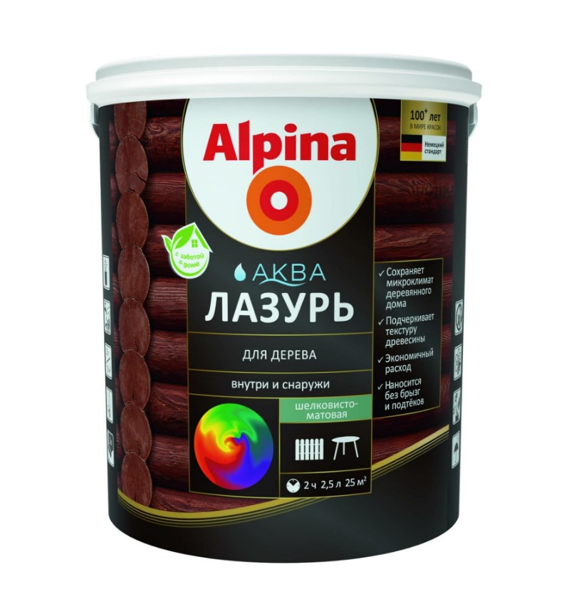 Лазурь для дерева Alpina Аква 948103469 2,5л (сосна)
