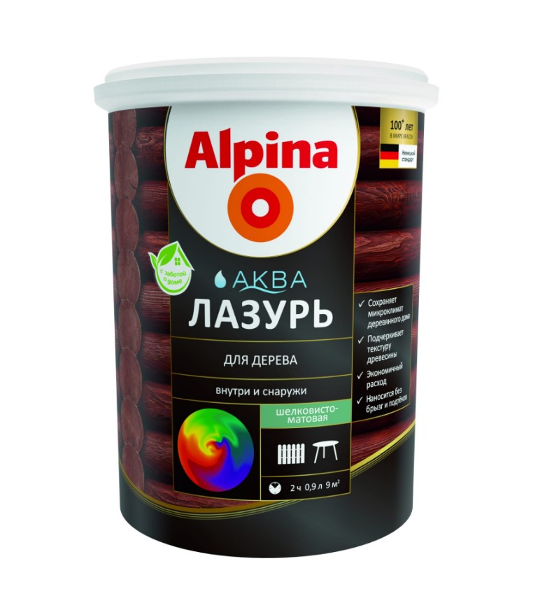 Лазурь для дерева Alpina Аква 948103491 0,9л (черный)