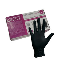 Перчатки нитриловые Household Gloves KN004BL (текстурированные на пальцах, чёрные, L)