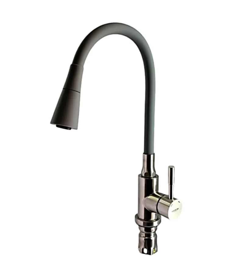 Смеситель для кухни Ledeme L74199-9 (с серым силиконовым изливом, нержавеющая сталь)