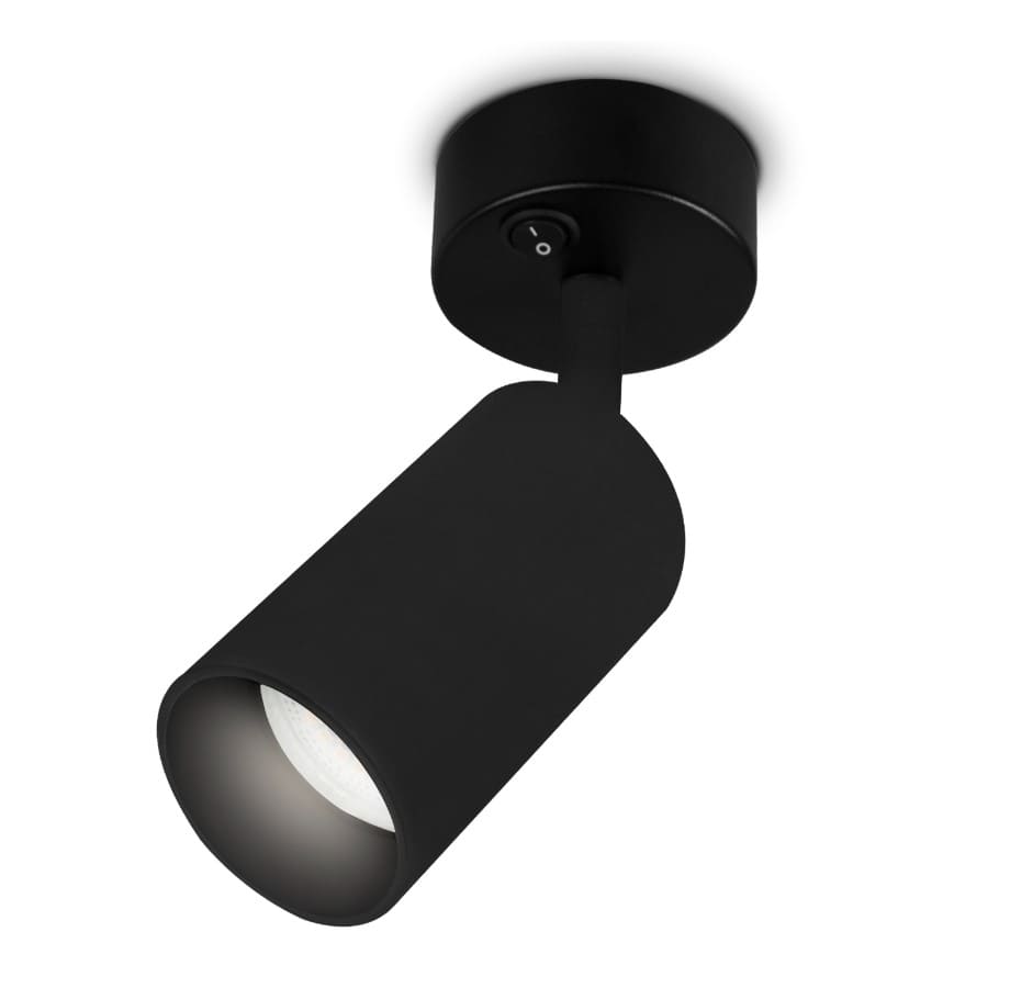 Светильник спот Ambrella light ТА127 BK GU10 12Вт 70мм х 164мм (накладной, с выключателем, черный)