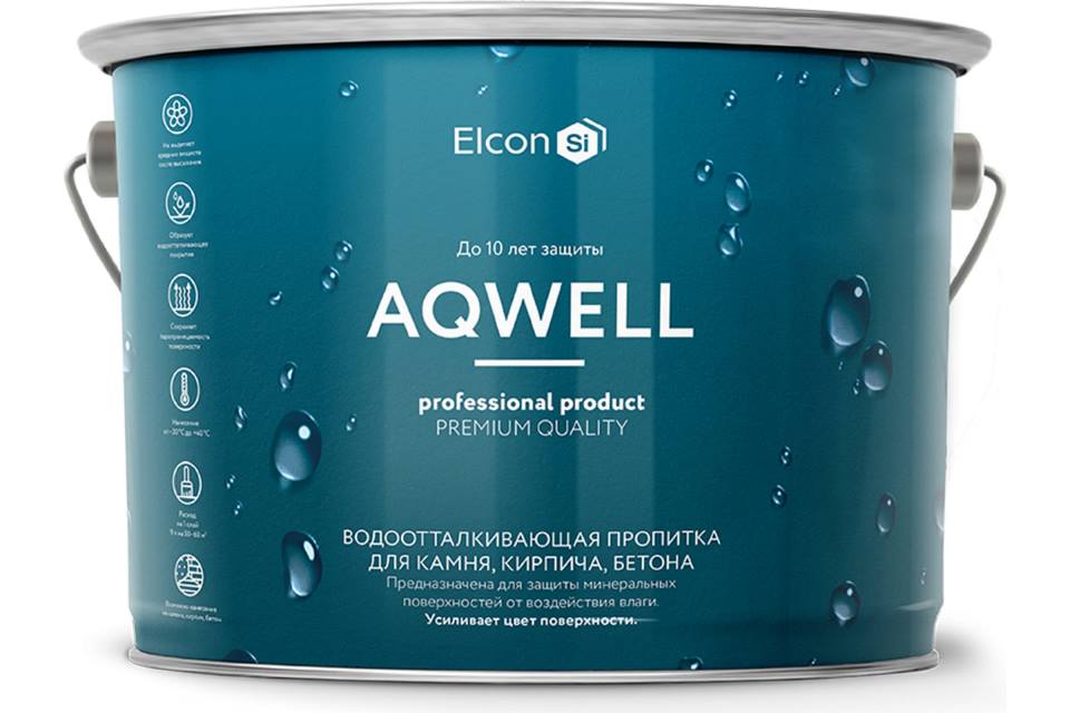 Пропитка водоотталкивающая Elcon Aqwell 9л (с эффектом мокрого камня, бесцветый)