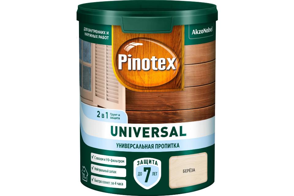 Пропитка для древесины Pinotex Universal 2 в 1 0,9л (береза)