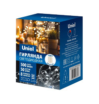Гирлянда светодиодная Uniel Роса ULD-S5000-500/DTA/RC IP44 White UL-00009943 50 м (с пультом, 500 светодиодов, белый свет, провод прозрачный)