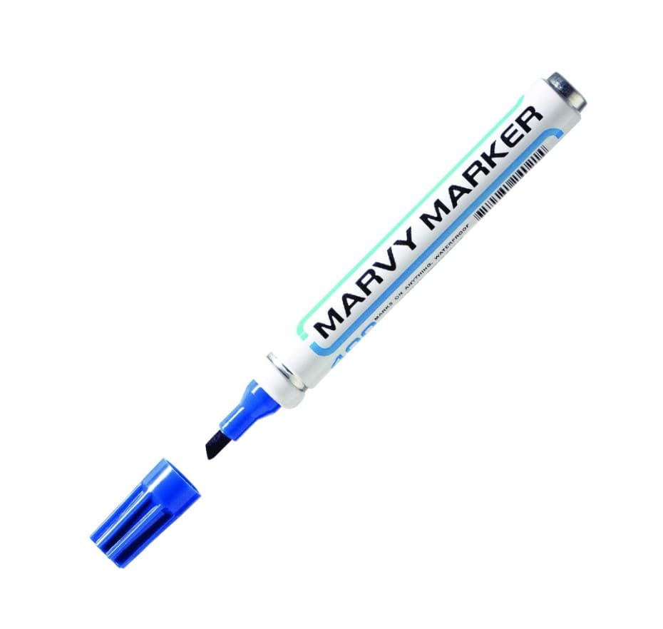 Маркер перманентный Marvy Uchida MAR411/3 (со скошенным наконечником 1-5мм, синий)