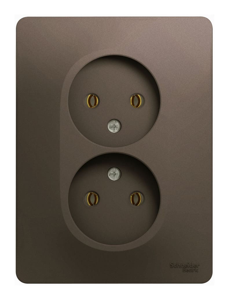 Розетка штепсельная Schneider Electric Glossa GSL000820 16А (2-местная, без заземления, шоколад)