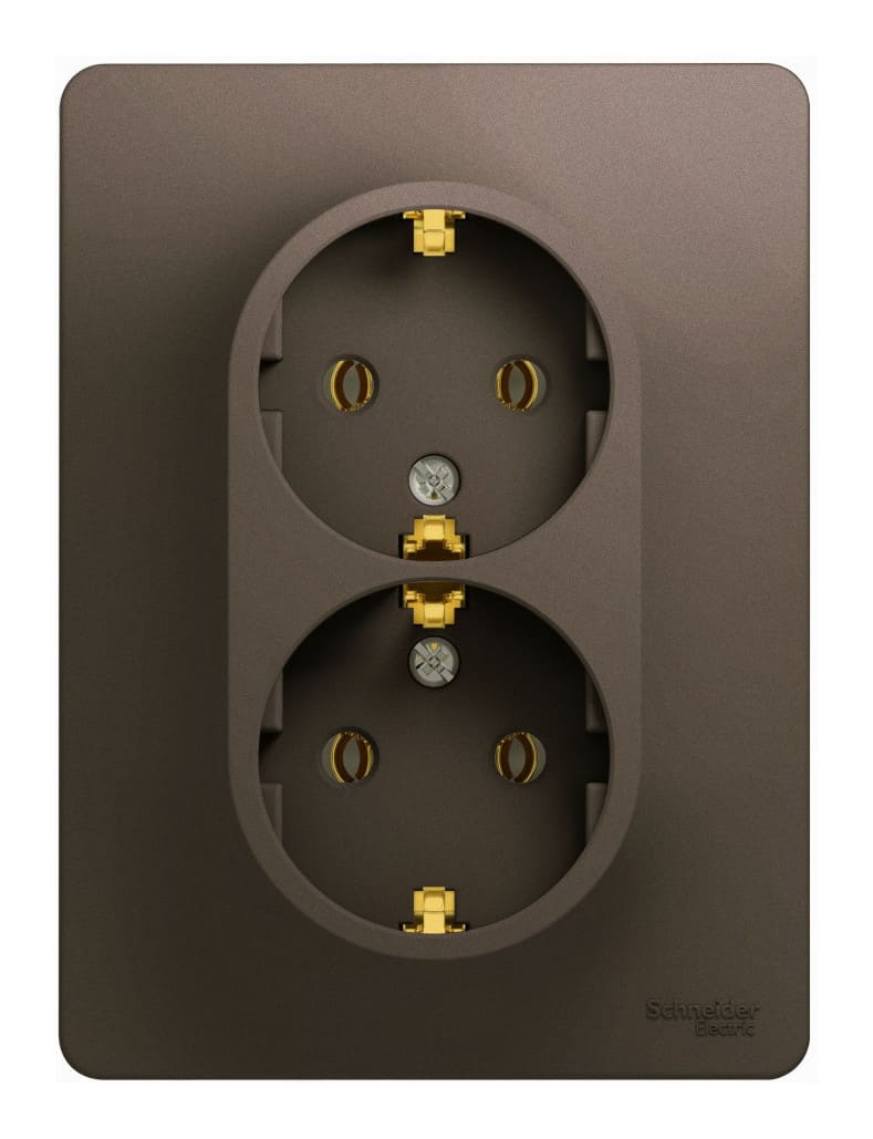 Розетка штепсельная Schneider Electric Glossa GSL000824 16А (2-местная, с заземлением, шоколад)