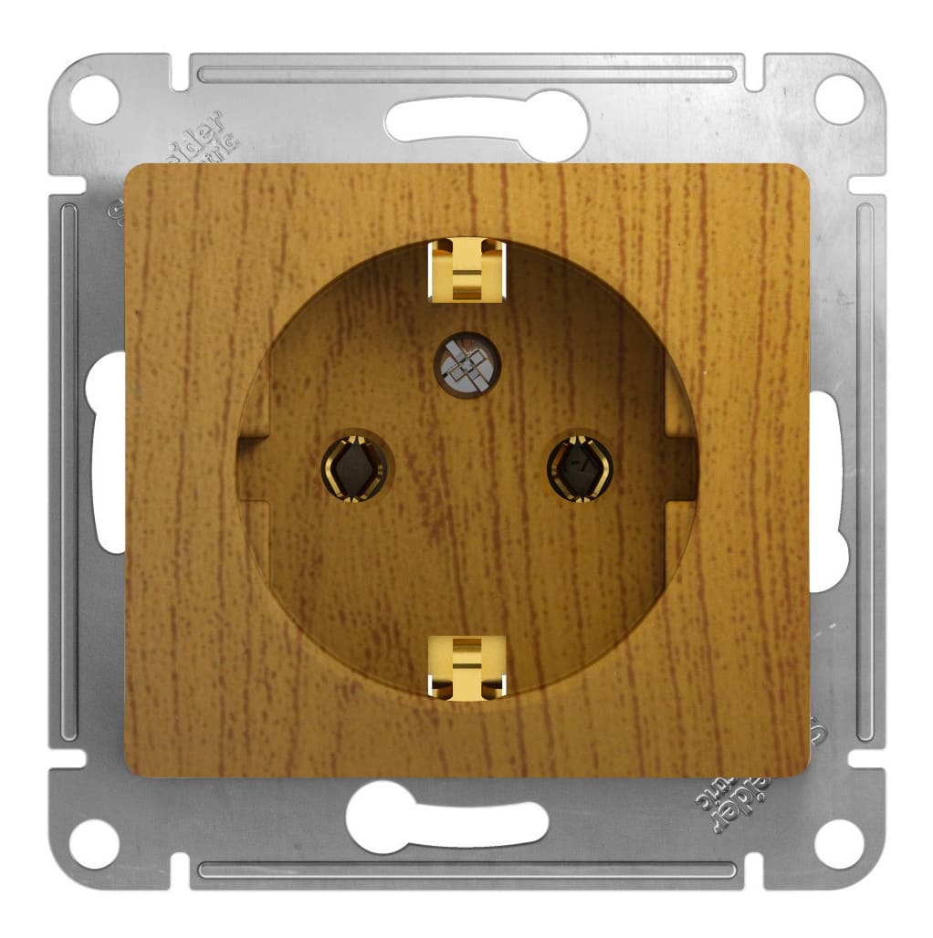 Розетка штепсельная Schneider Electric Glossa GSL000543 16А (1-местная, с заземлением, дуб)