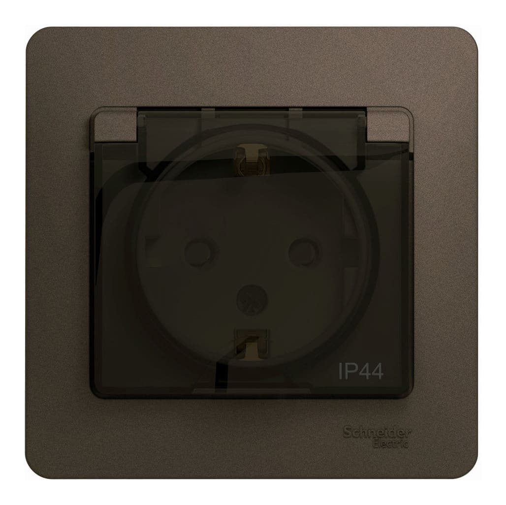 Розетка штепсельная Schneider Electric Glossa GSL000848 16А (1-местная, с заземлением, со шторками, шоколад)