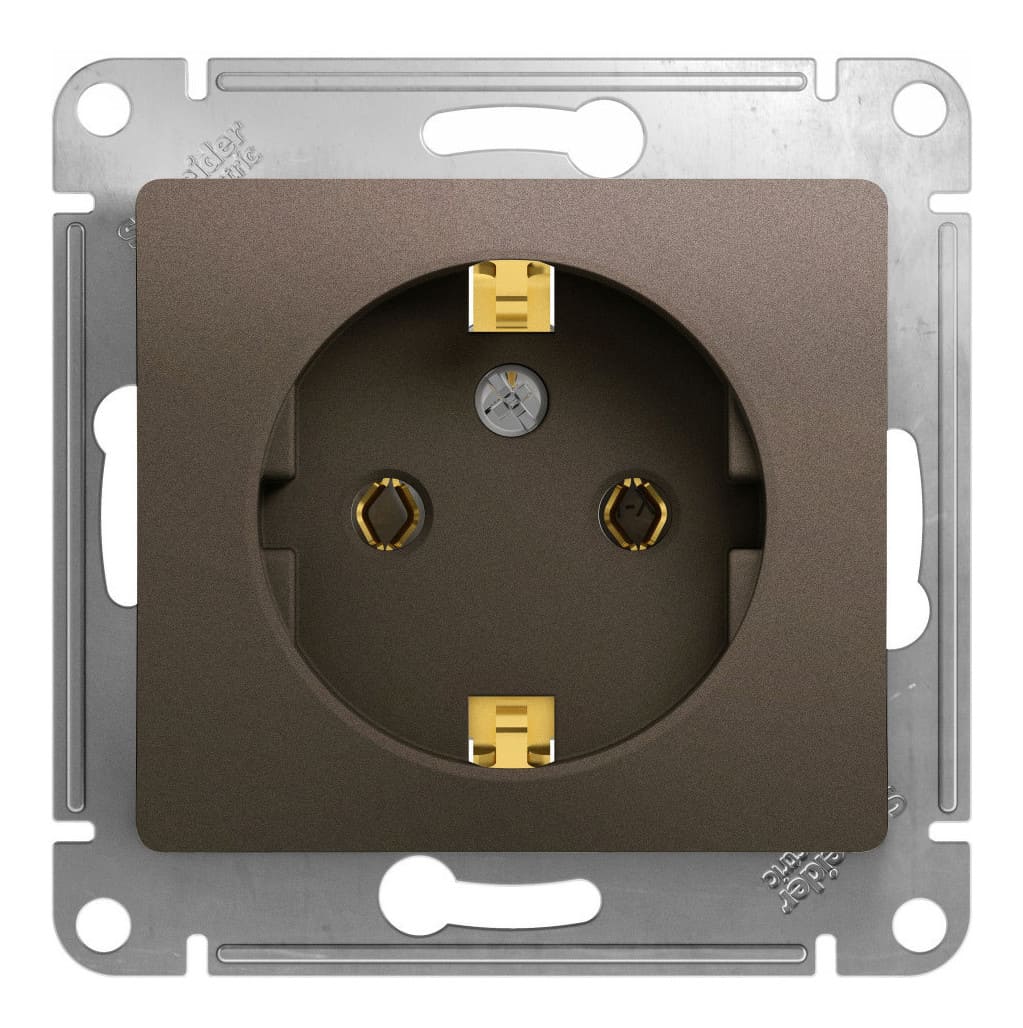Розетка штепсельная Schneider Electric Glossa GSL000843 16А (1-местная, с заземлением, шоколад)