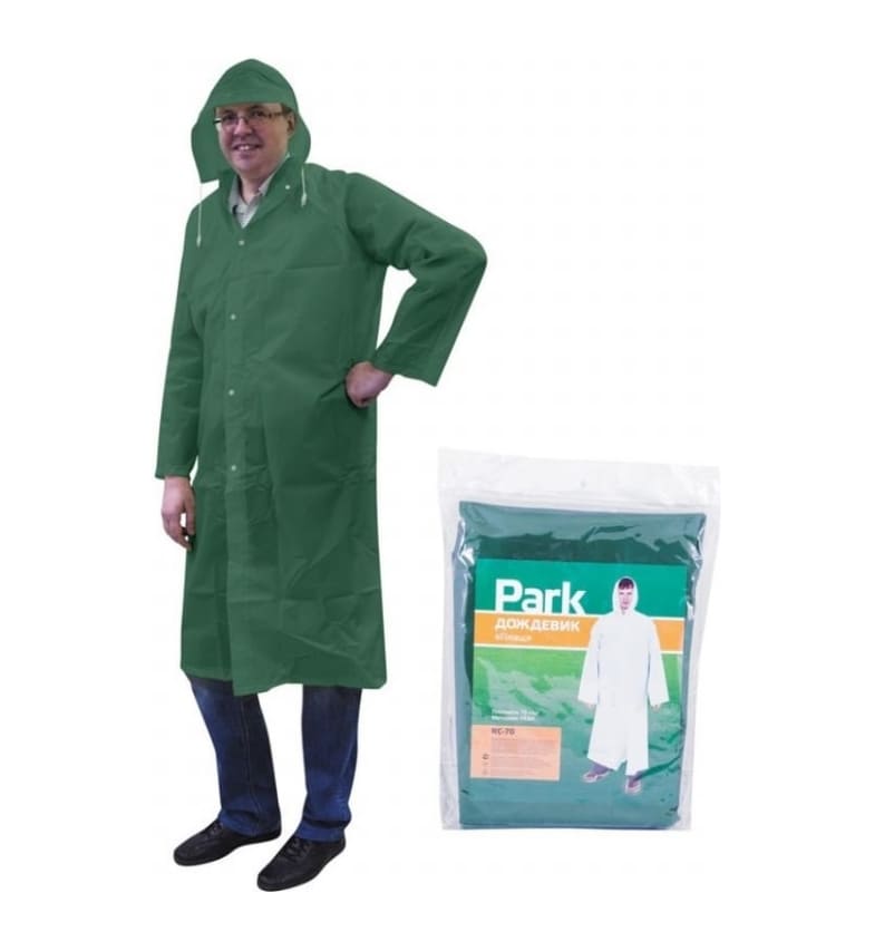 Плащ-дождевик Park RC-70 218787 999107 130х140 см (материал PEVA, зеленый)