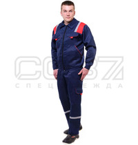 Костюм рабочий Спецодежда 37 Авангард СОЛКОМ00016 (ткань смесовая, куртка, полукомбинезон, размер 52-54, рост 182-188)
