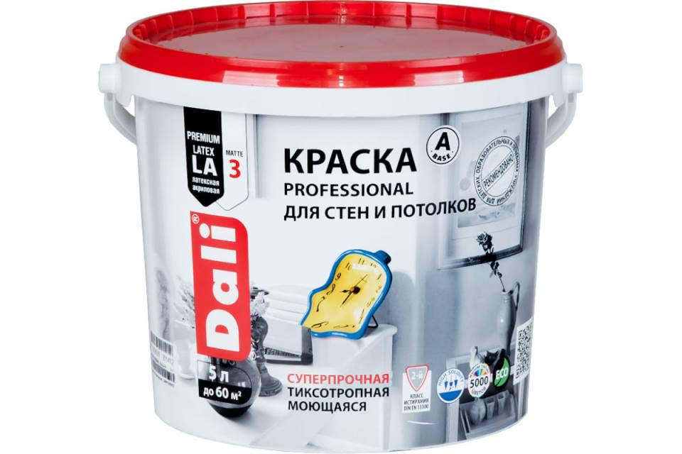 Краска для стен и потолков Dali Professional 3 20141 5л (глубокоматовая, база А)