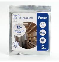 Лента светодиодная Feron LS612 41448 120SMD(2835)/м 9.6Вт/м 5м IP20 12В 4000К