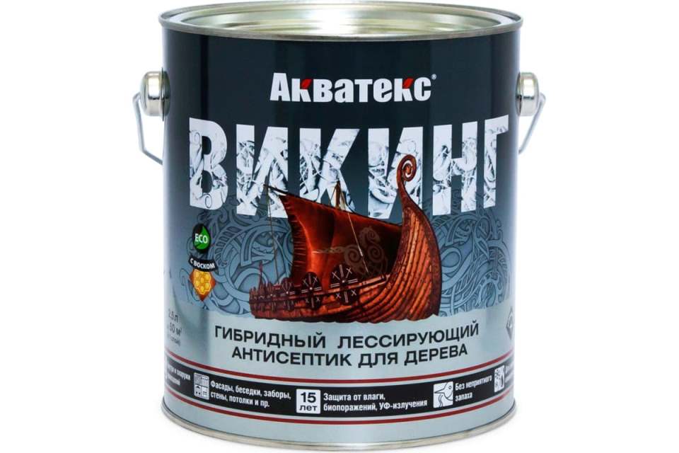 Антисептик для дерева лессирующий Акватекс Викинг 2,5л (сосна)