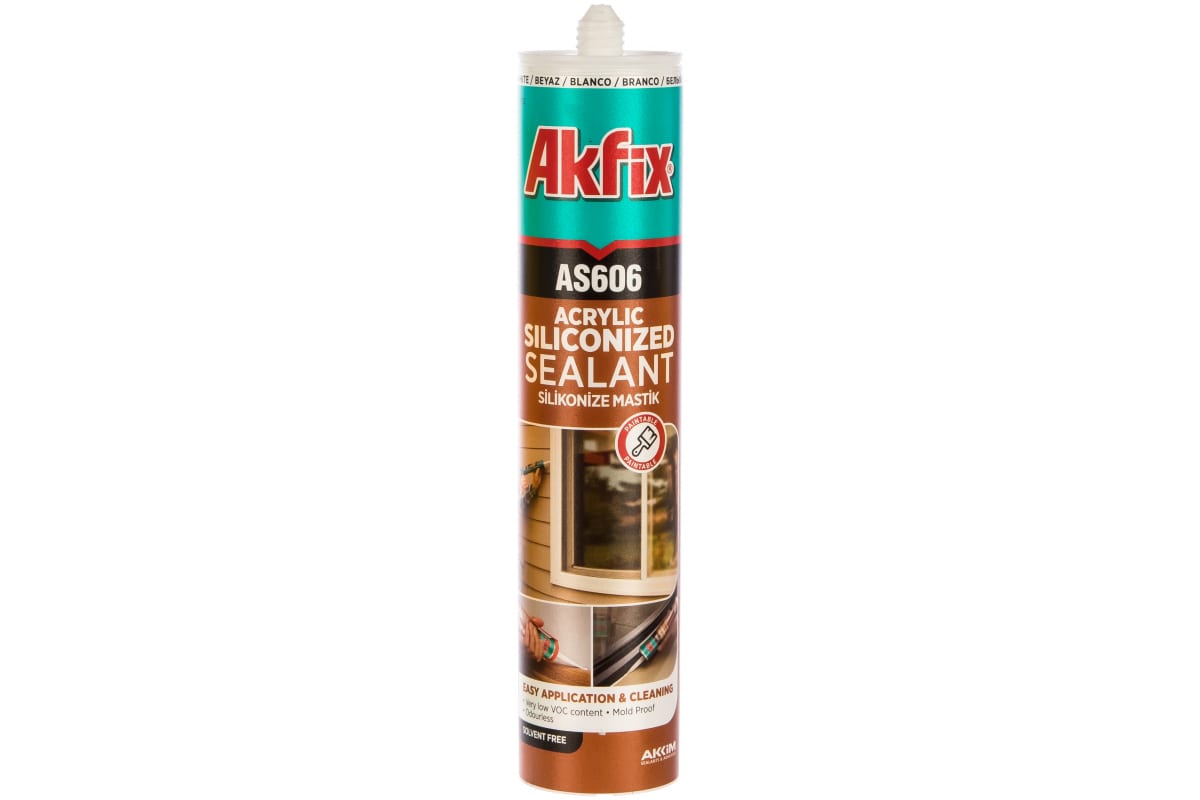 Герметик силиконизированный акриловый Akfix AS606 310мл (белый)