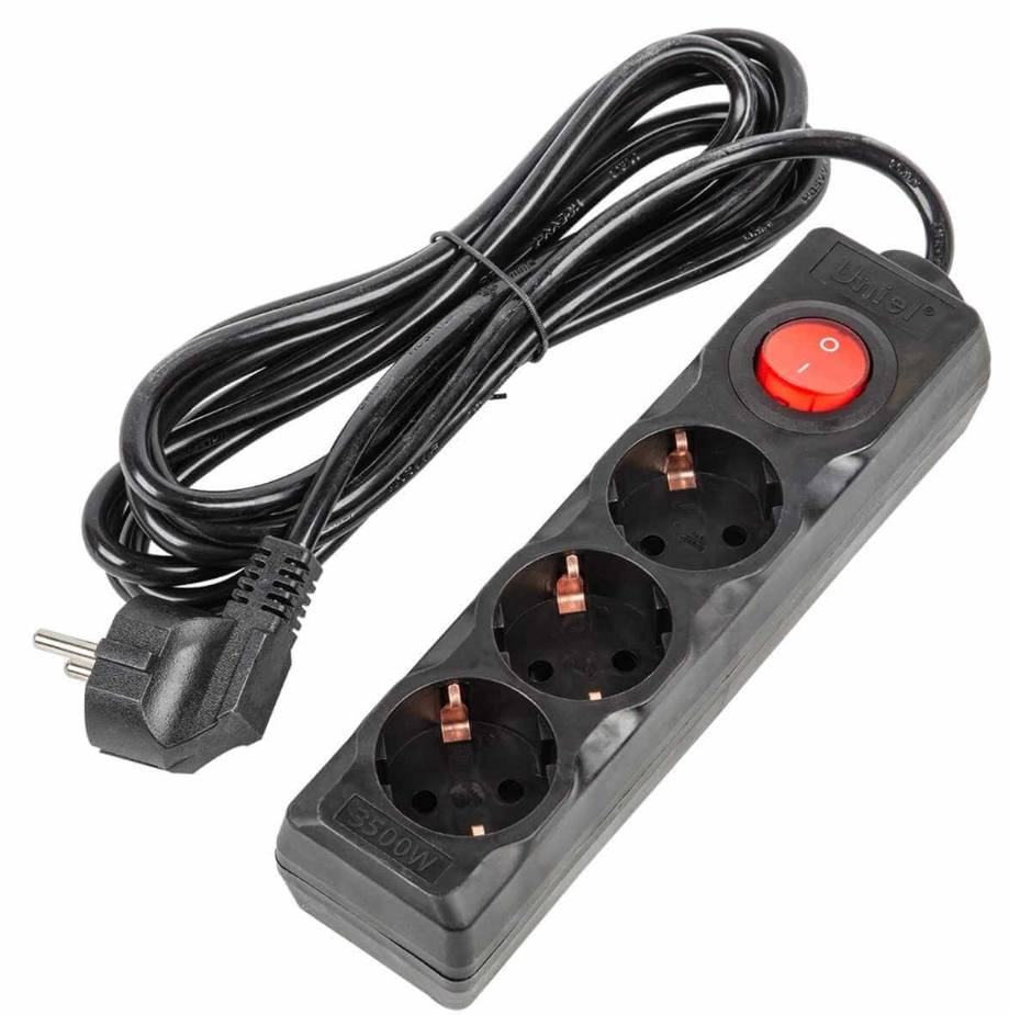 Удлинитель Uniel Ultra Black UL-00010017 S-GCU3-3B (шнур 3м 3 гнезда 16А с/з)