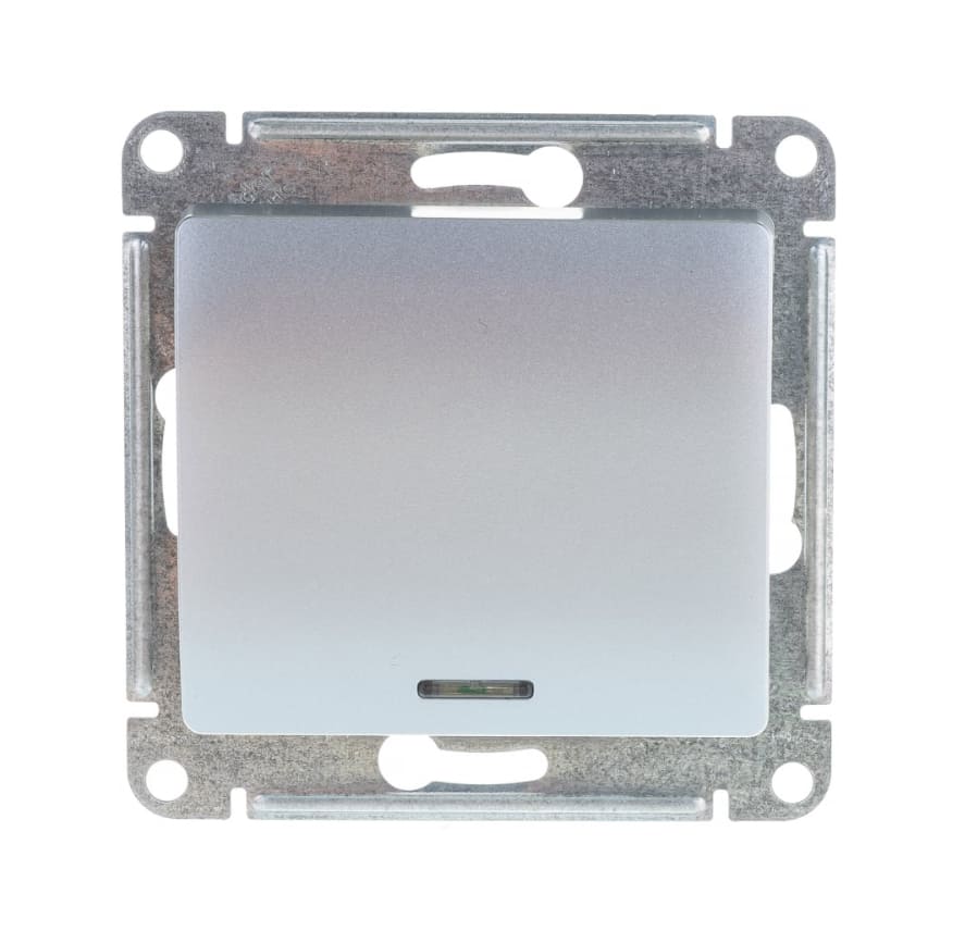 Выключатель Schneider Electric Glossa SE GSL000313 1063734 10А IP20 (1-клавишный, с подсветкой, алюминий, схема 1а)