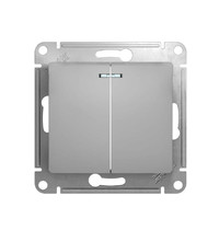Выключатель Schneider Electric Glossa SE GSL000353 1063752 10А IP20 (2-клавишный, с подсветкой, алюминий, схема 5а)