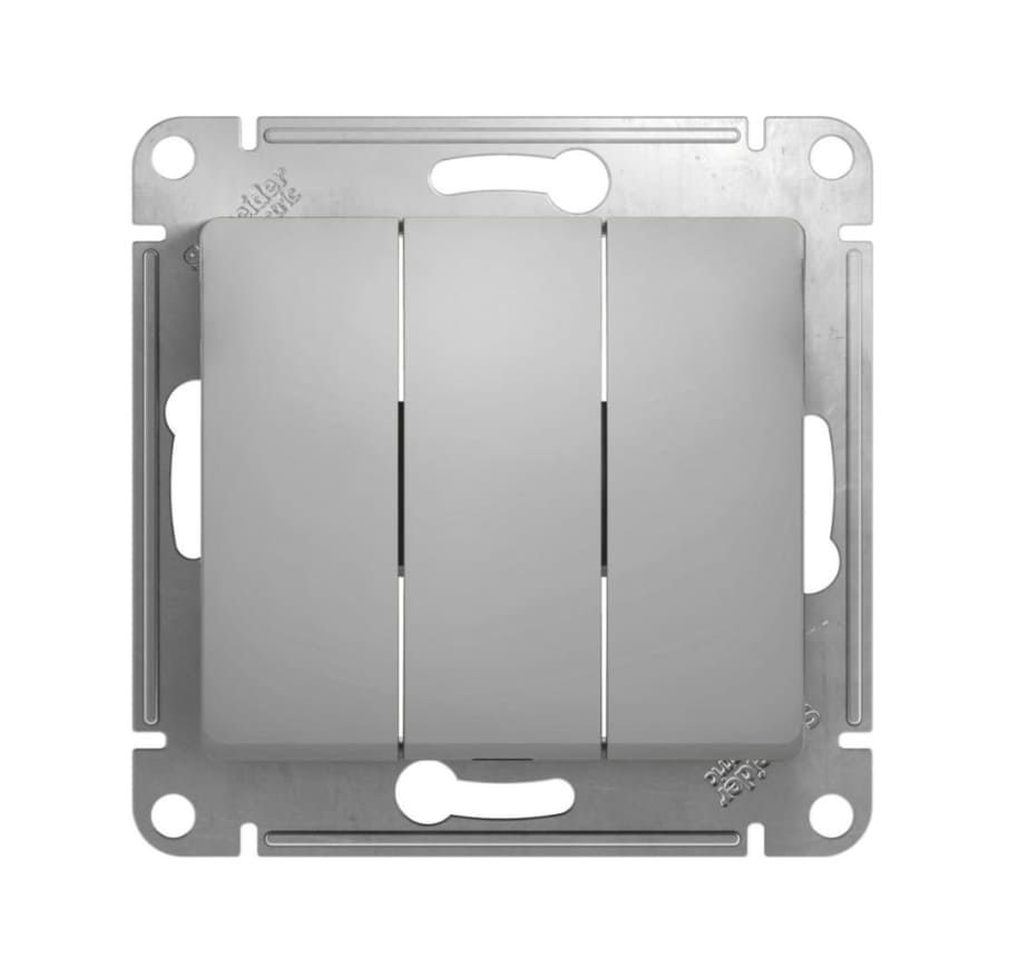 Выключатель Schneider Electric Glossa SE GSL000331 1063740 10А IP20 (3-клавишный, алюминий, схема 1+1+1)