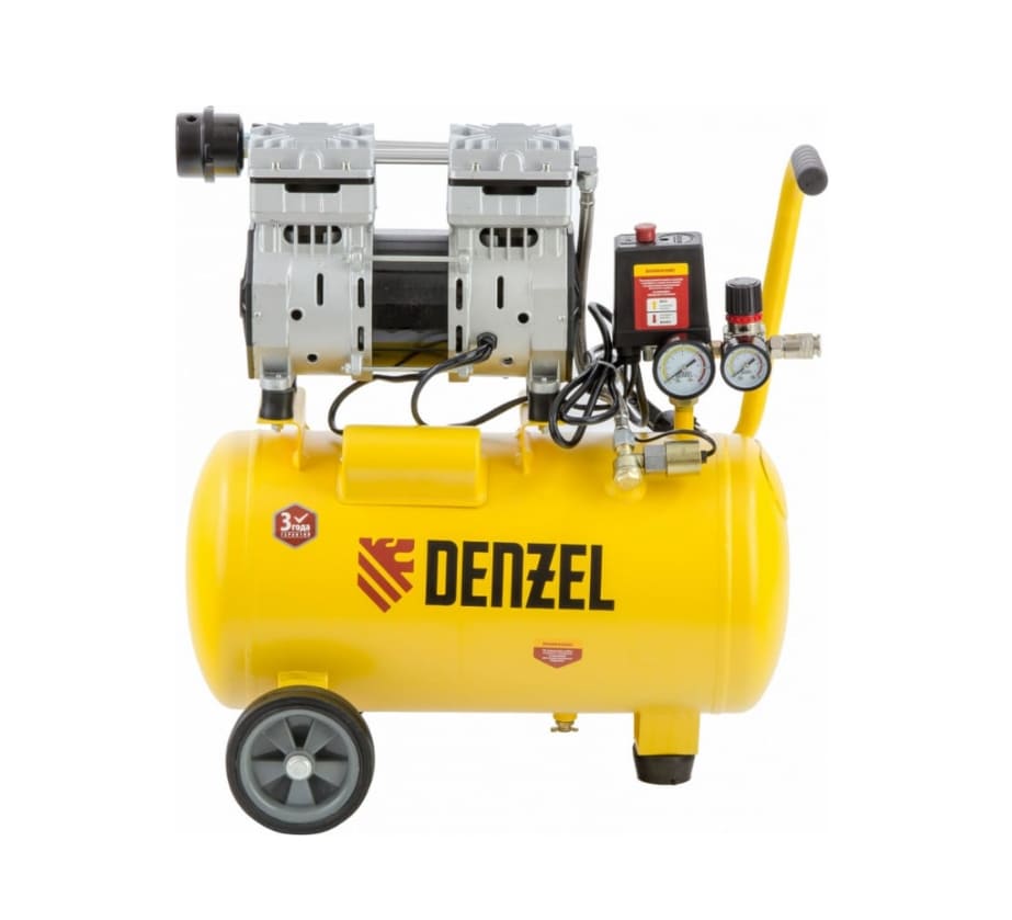 Компрессор воздушный безмасляный Denzel DLS950/24 58026 950 Вт 165 л/мин (малошумный, ресивер 24 л)
