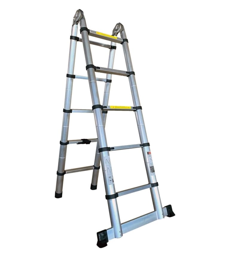 Лестница телескопическая Alumet DTLH 1.6 218274 (двухсторонняя, алюминиевая, с шарниром, 5 ступеней)