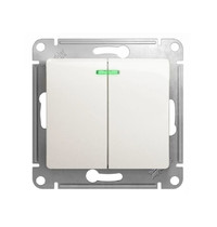 Выключатель Schneider Electric Glossa GSL000653 10A IP20 10AX (2-клавишный, схема 5а, с подстветкой, перламутр)
