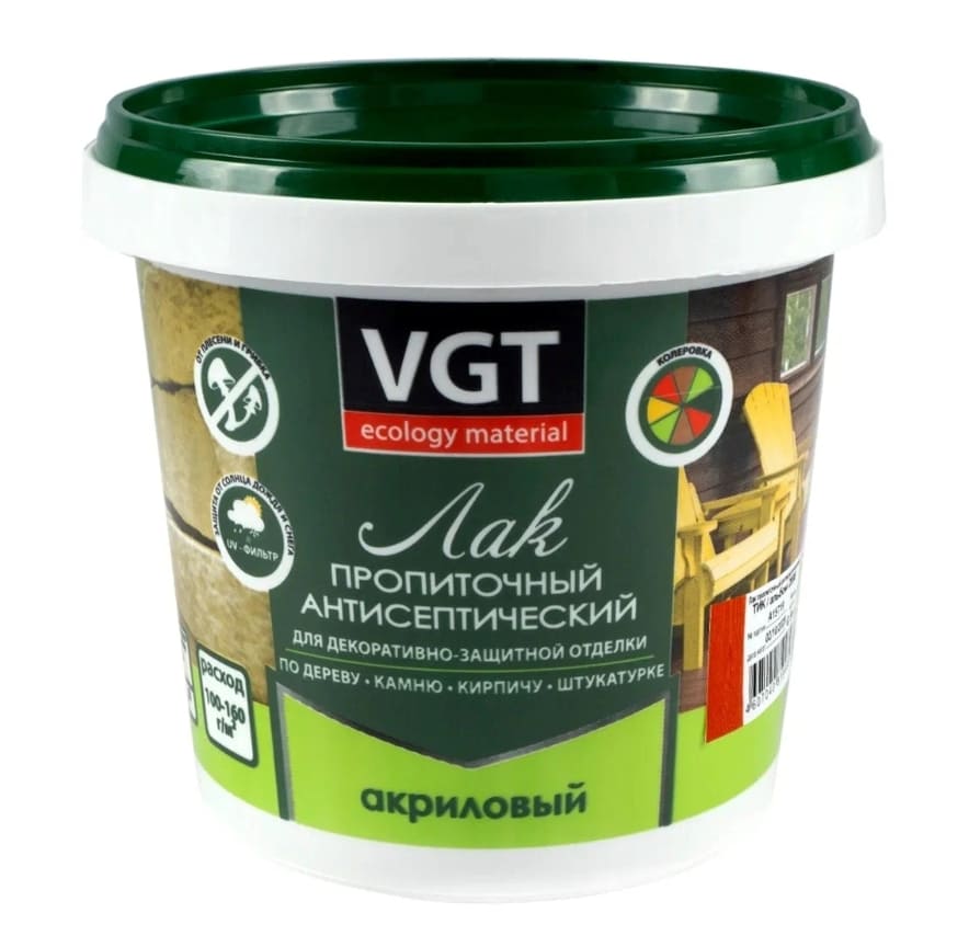 Лак пропиточный с антисептиком VGT 0,9 кг (акриловый, бесцветный)